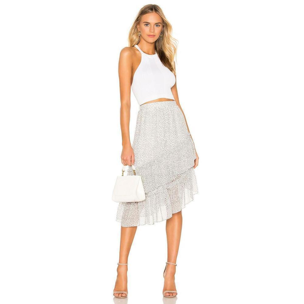 1.STATE Tiered Asymmetrical Chiffon Midi Skirt Floral $169